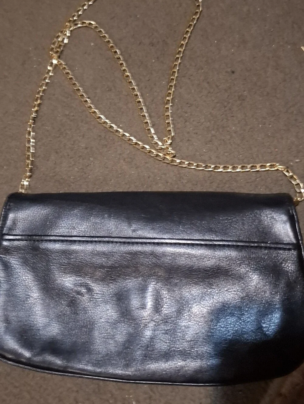 Tory Burch Black Leather Clutch with Gold Logo